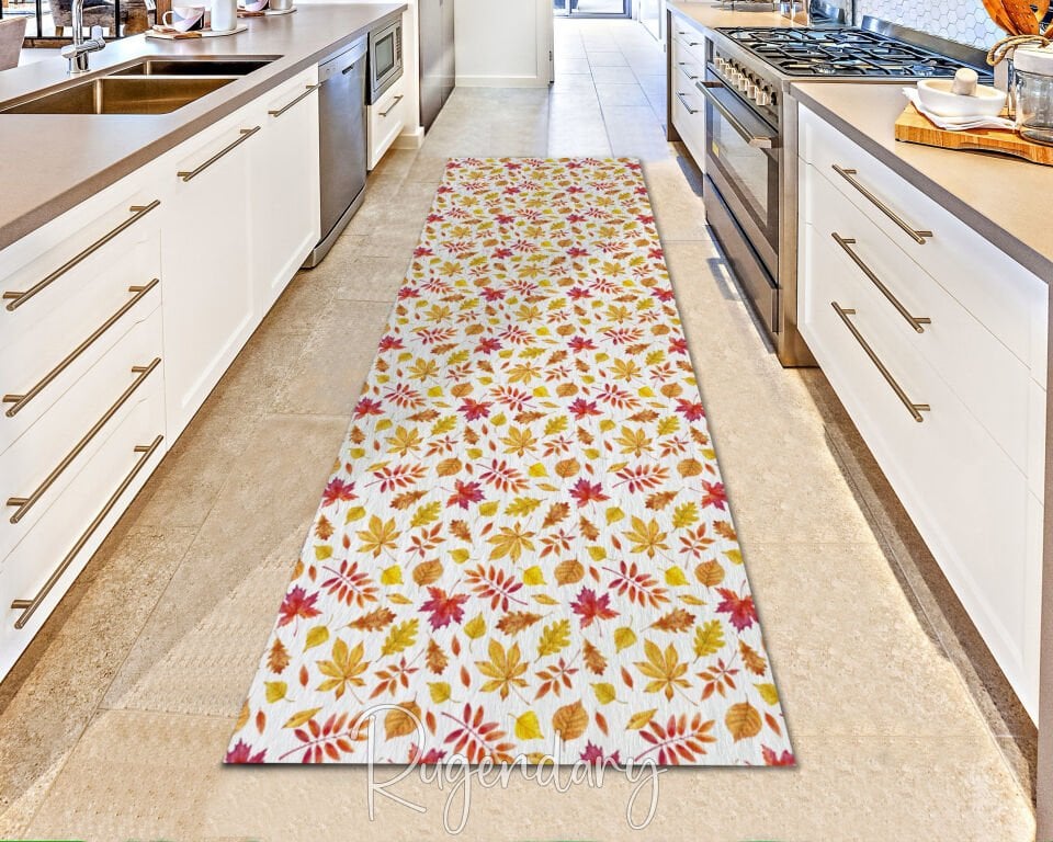 Autumn Leaves Kitchen Runner Rug – Fall-Inspired Long Hallway Carpet