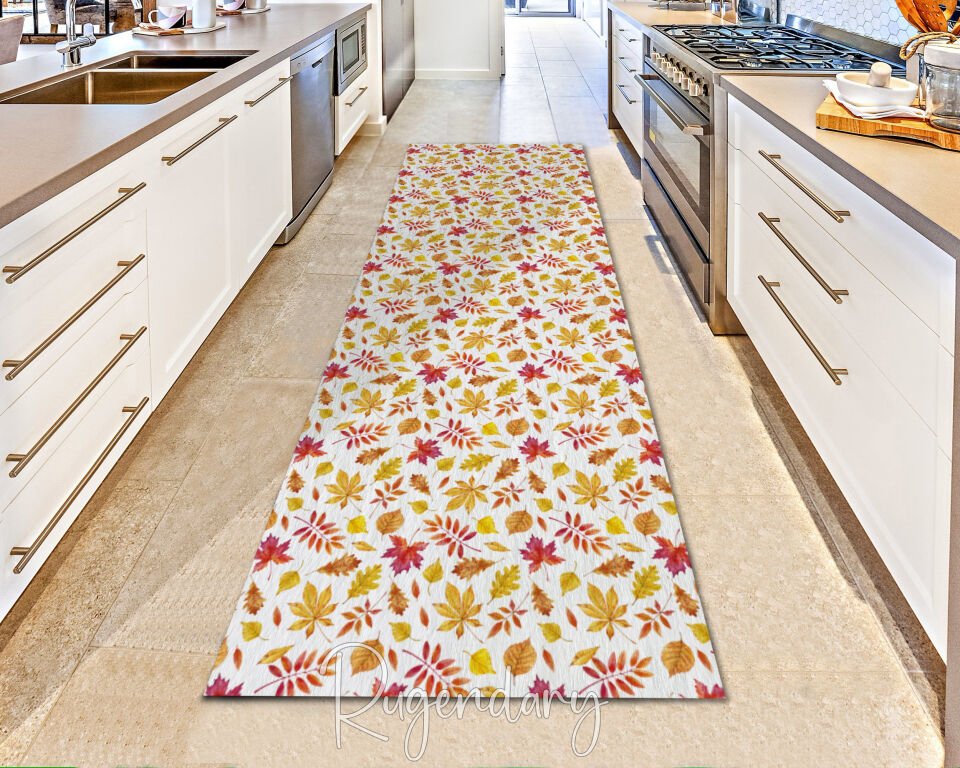 Autumn Leaves Kitchen Runner Rug – Fall-Inspired Long Hallway Carpet