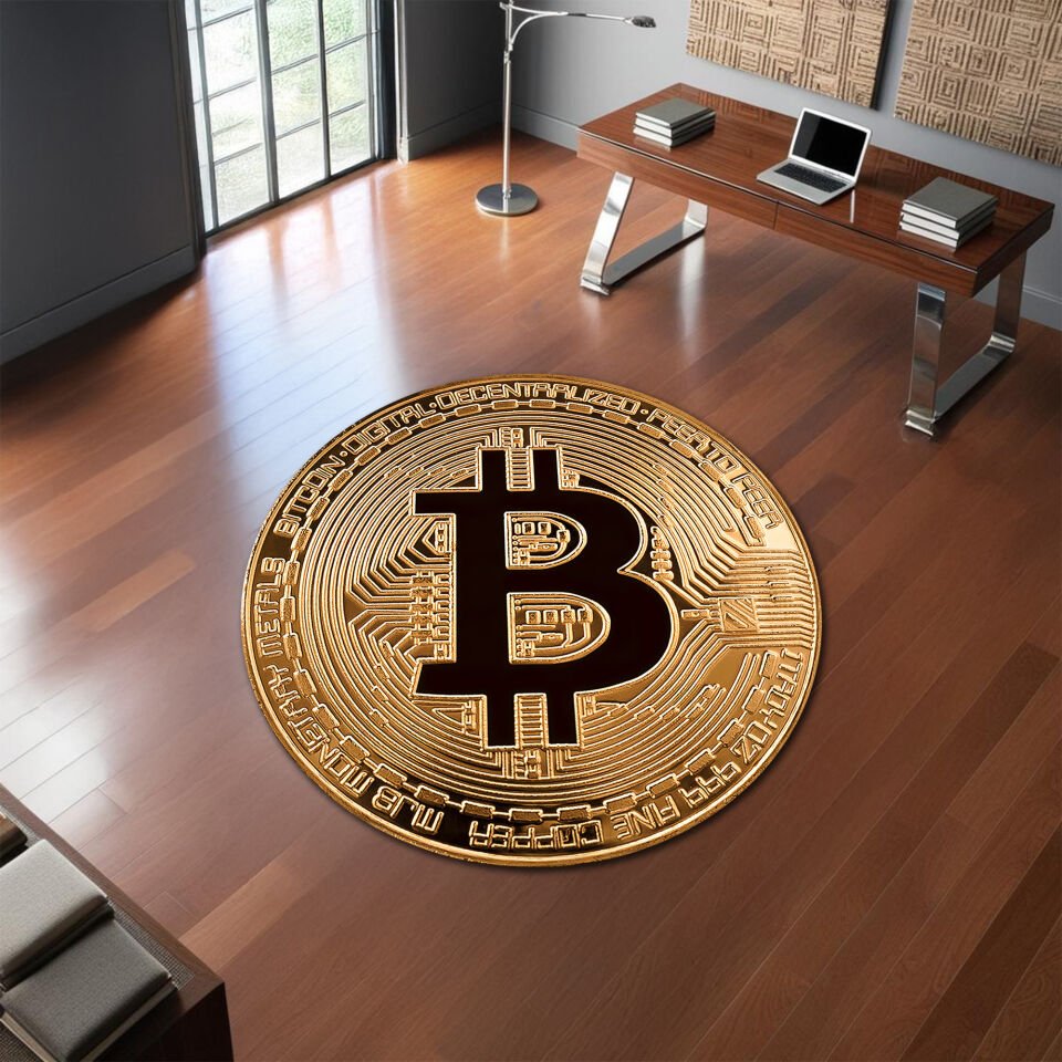 Bitcoin Round Rug – Crypto-Inspired Office & Home Decor