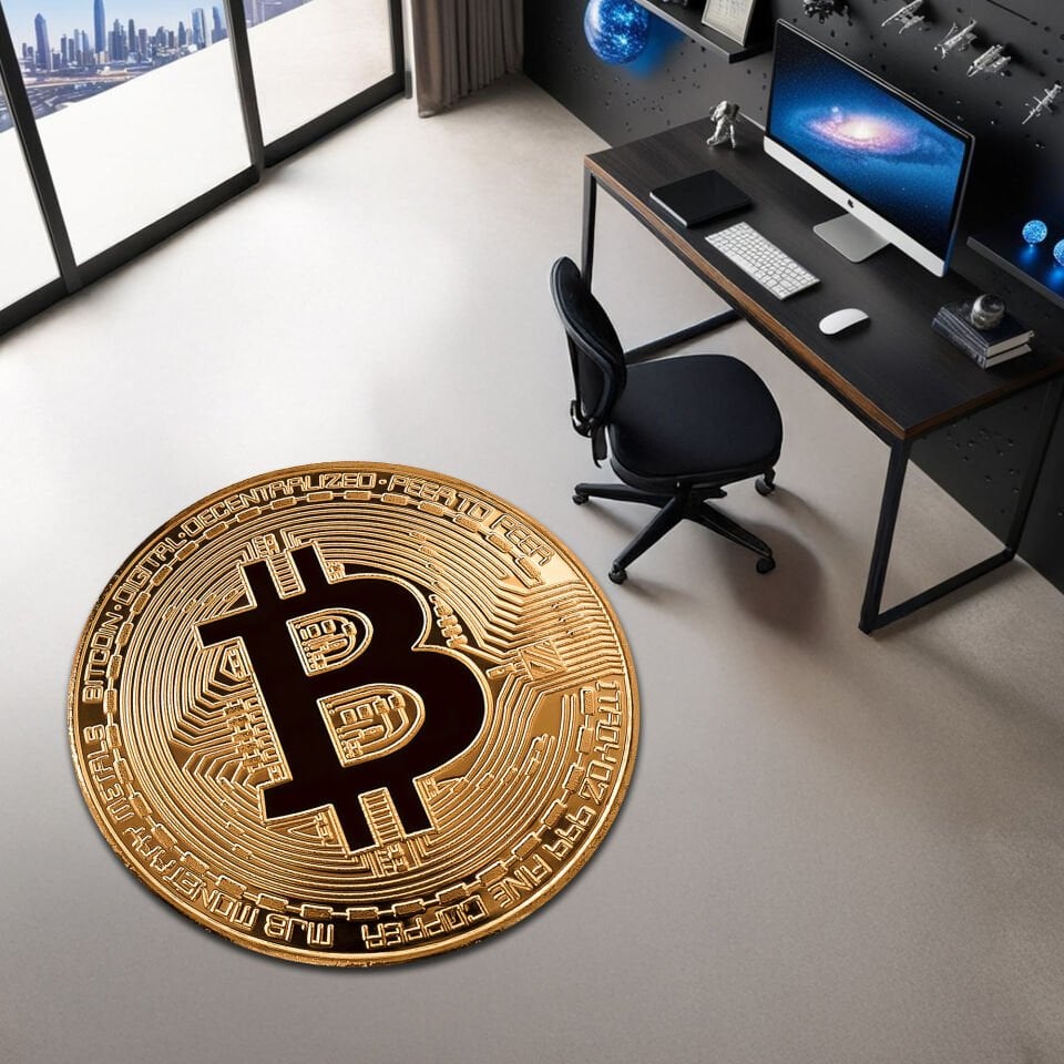Bitcoin Round Rug – Crypto-Inspired Office & Home Decor