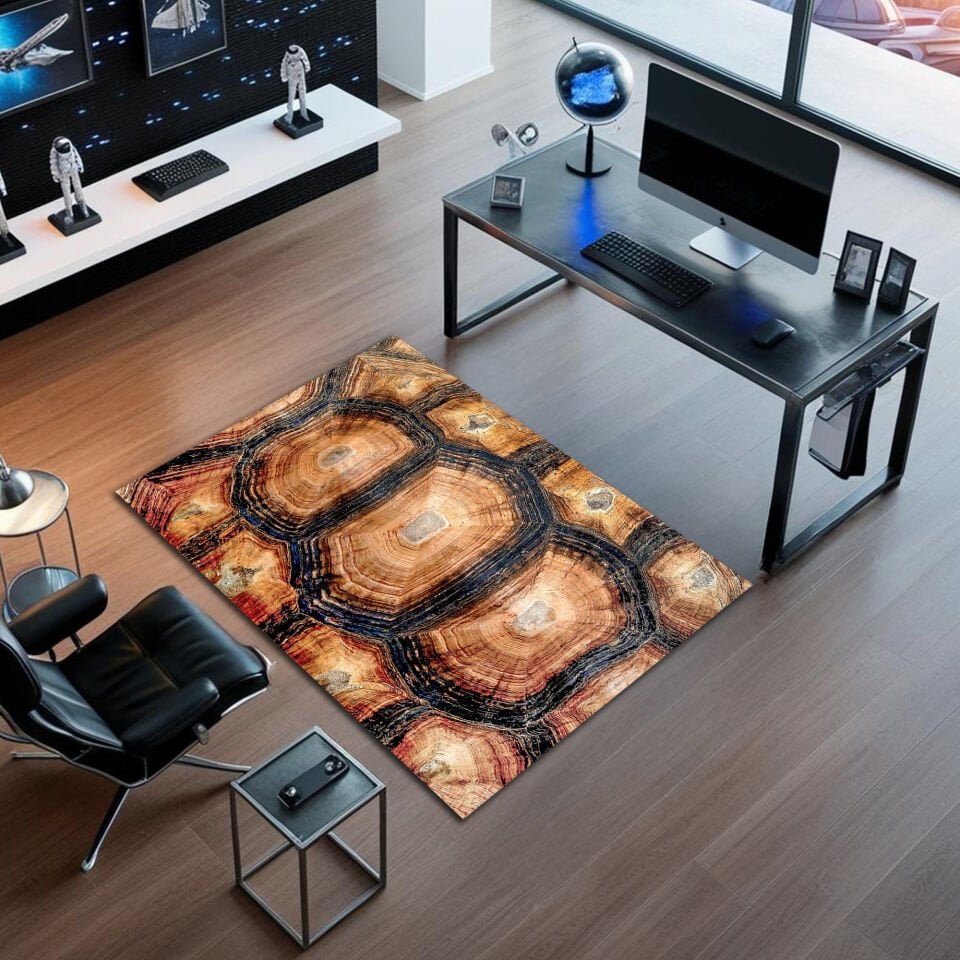 Elegant Turtle Shell Pattern Office Rug – Nature Inspired Modern Design