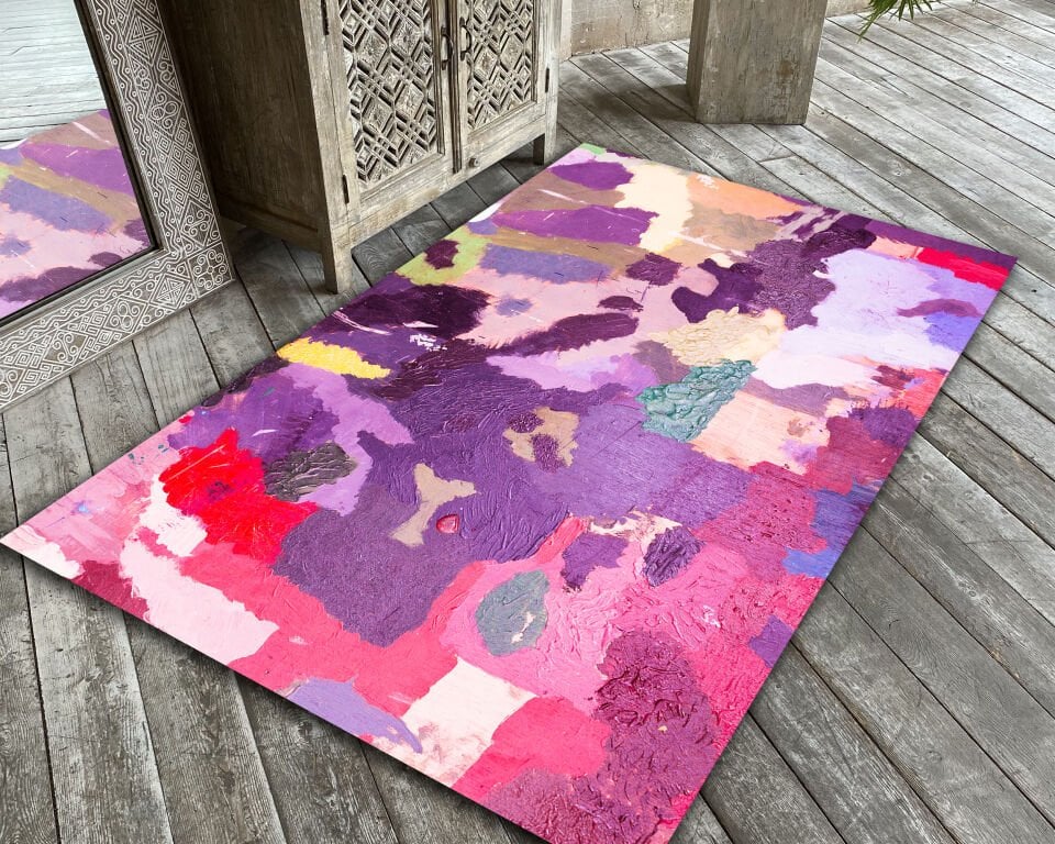 Colorful Abstract Art Rug Purple Red Pink Modern Artistic Carpet for Living Room and Bedroom