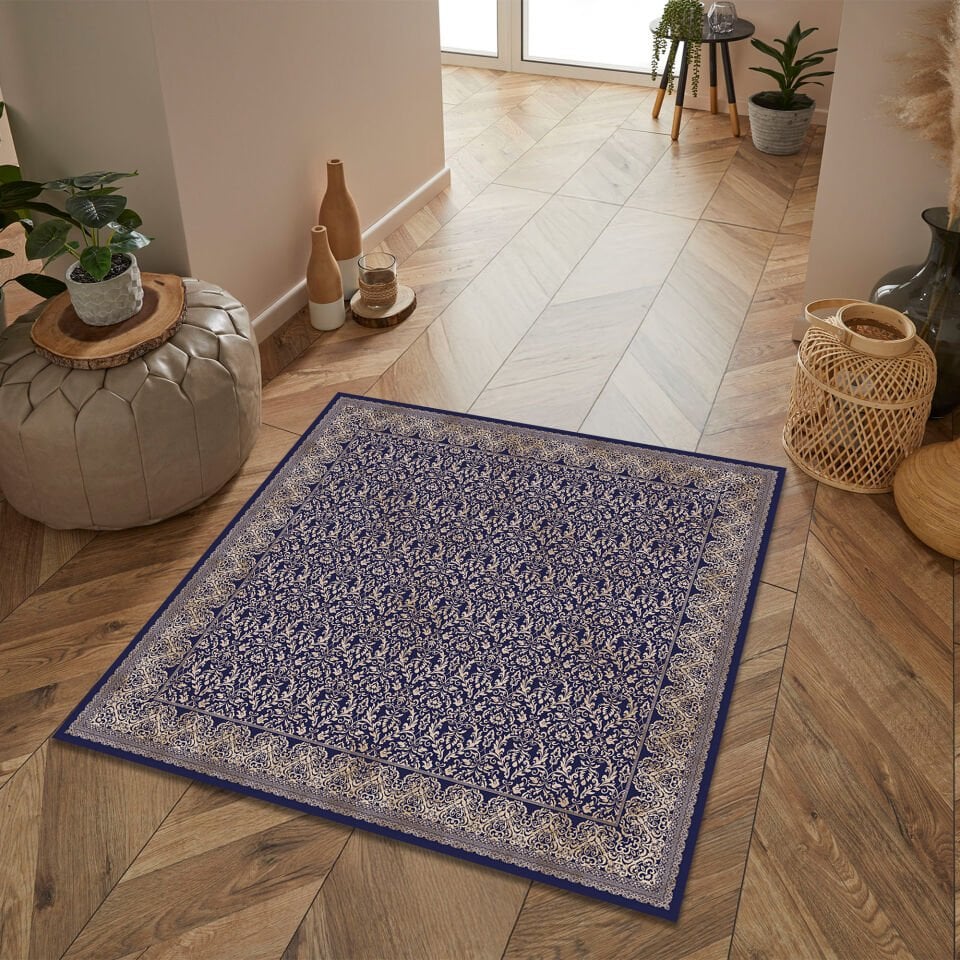 Elegant Blue Pattern Square Area Rug for Modern Living Spaces
