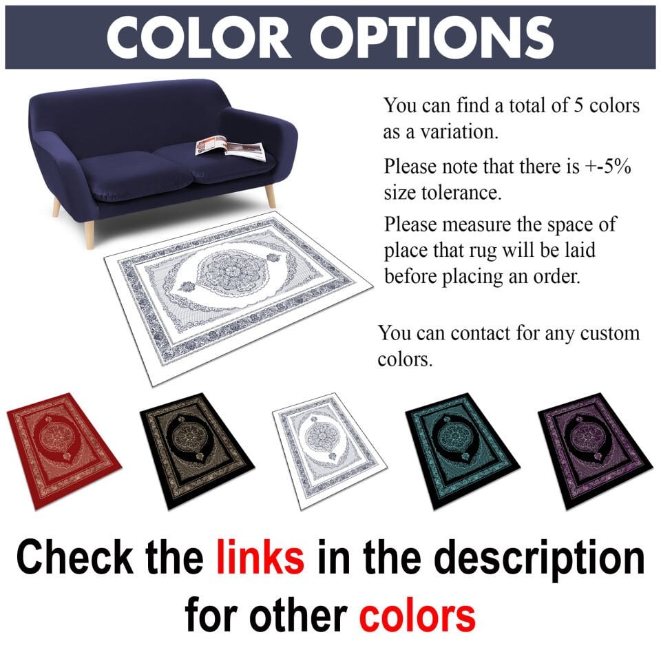 White Oriental Medallion Rug Elegant Classic Pattern Decorative Carpet