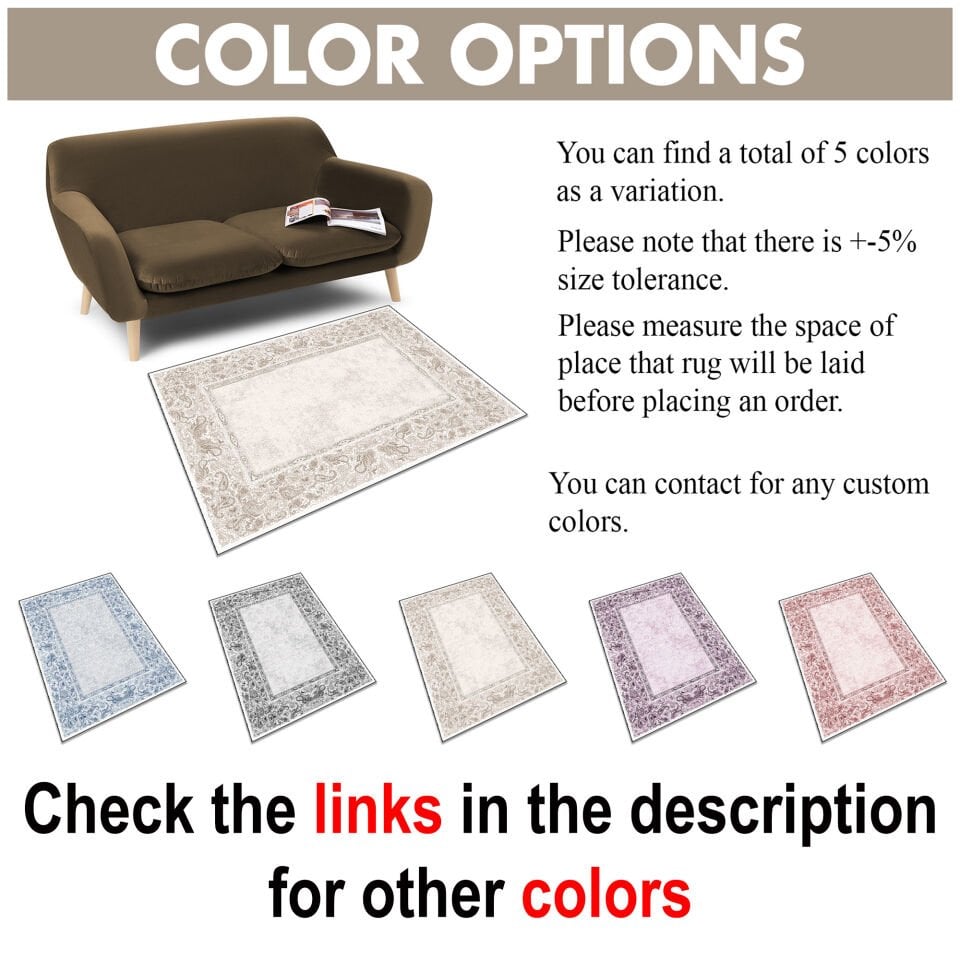 Beige Paisley Border Rug – Classic Pattern Carpet for Living Room, Bedroom