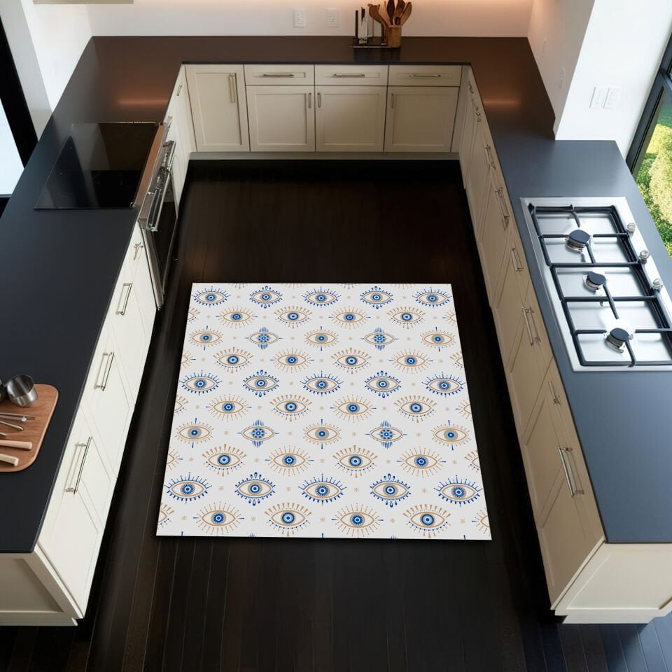 Evil Eye Protection Rug – Minimal Boho Style for Modern Spaces