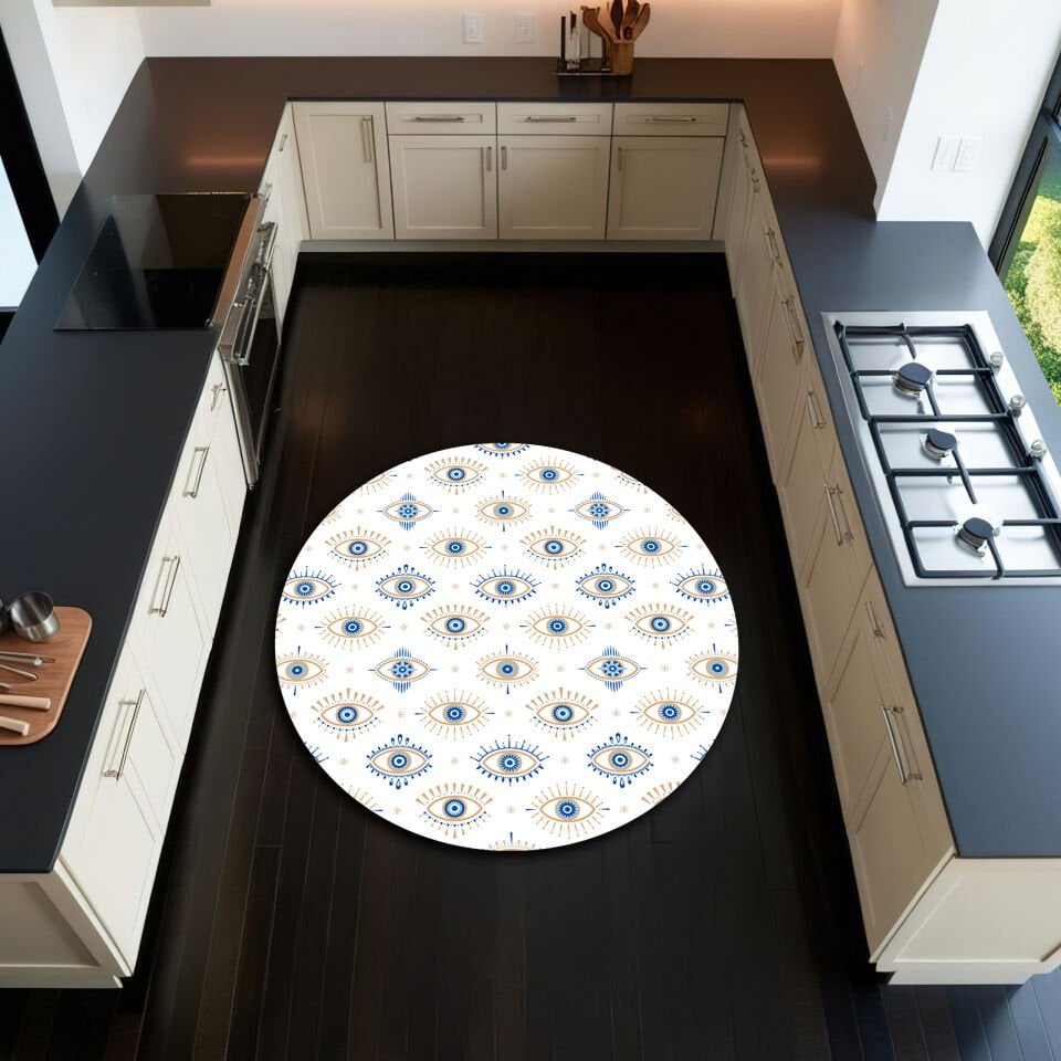 Evil Eye Protection Rug – Minimal Boho Style for Modern Spaces