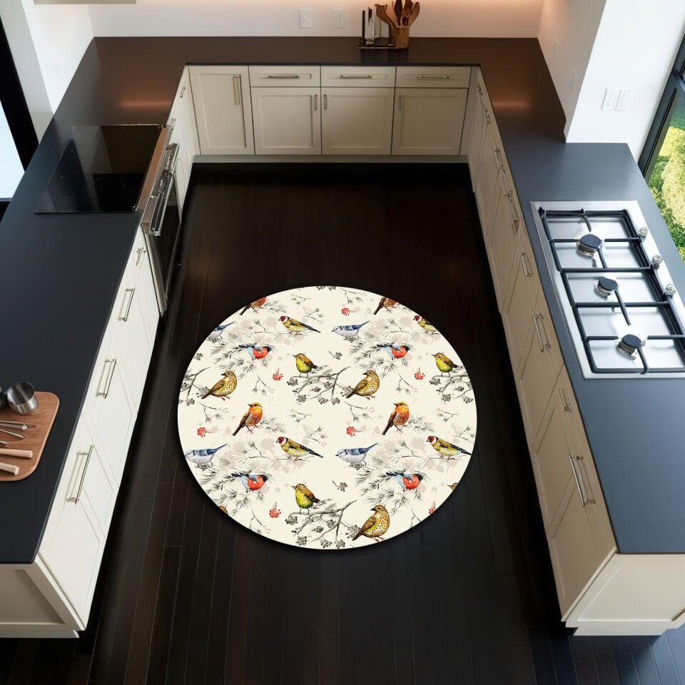 Birds Pattern Rug, Bohemian Decor, Kitchen Carpet, Nonslip Floor Mat, Entryway Carpet, Boho Rug