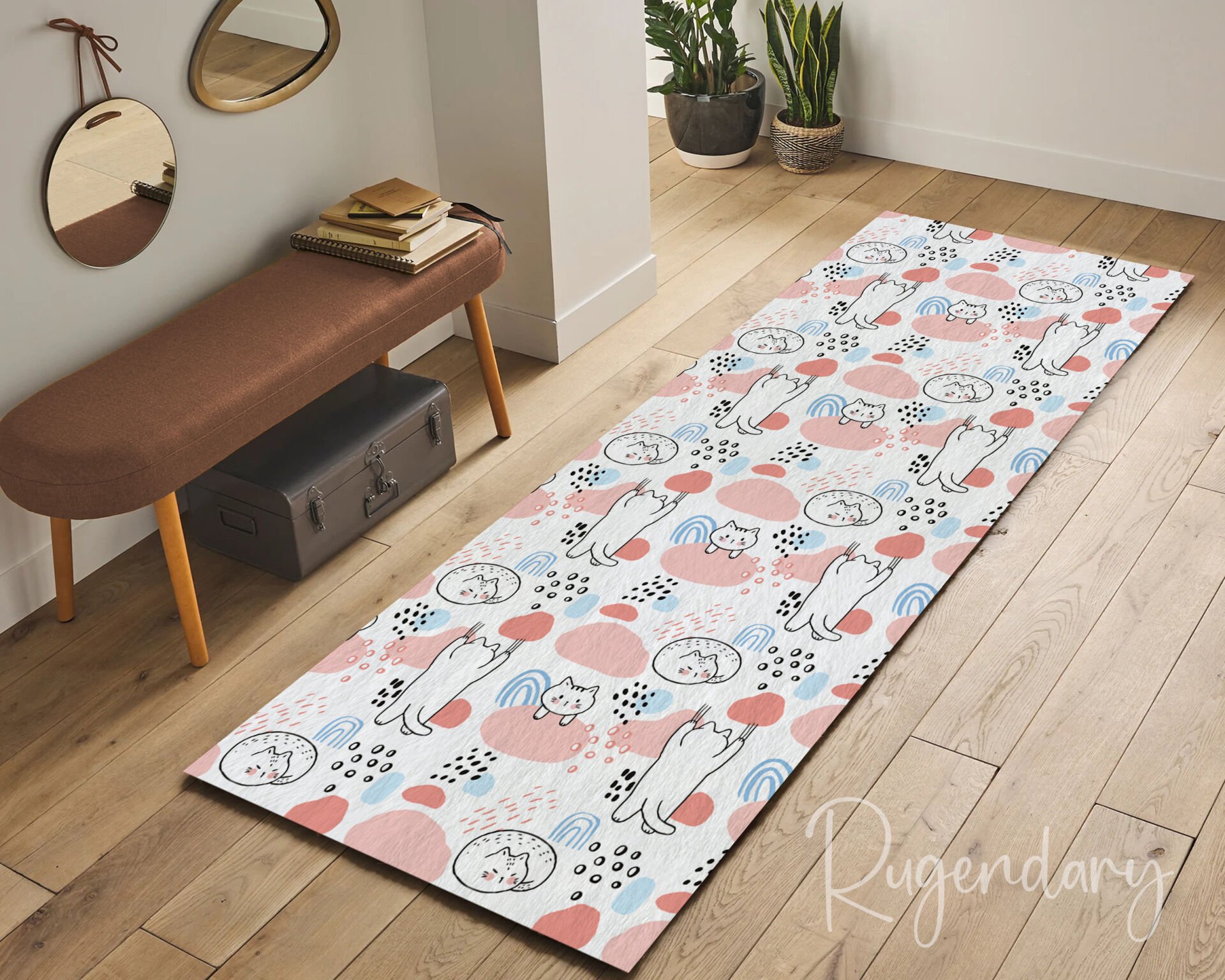 Playful Cat Runner Rug – Cute Cartoon Kitchen & Hallway Carpet
