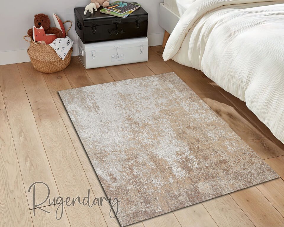 Modern Abstract Living Room Rug – Beige and Neutral Contemporary Design