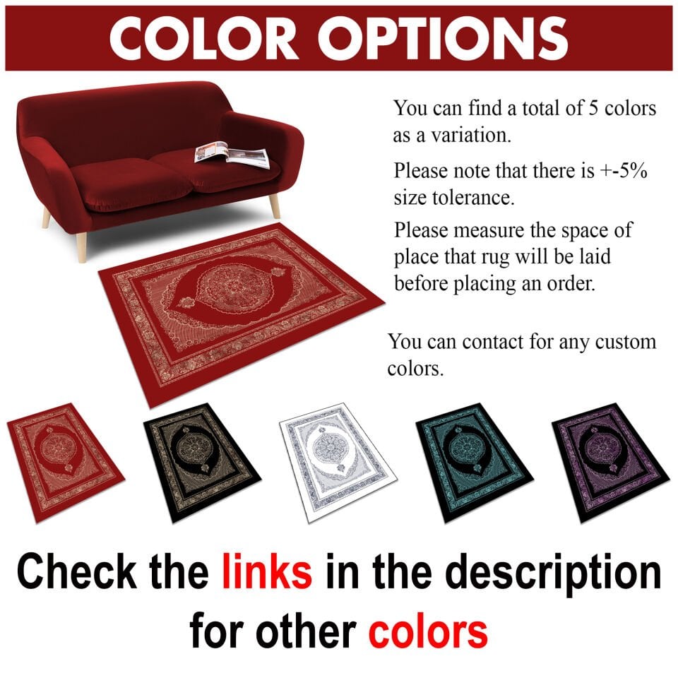 Red Oriental Medallion Rug Elegant Classic Pattern Decorative Carpet