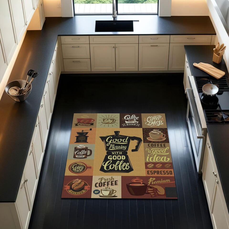 Kitchen Coffee Rug – Vintage Style Good Morning Coffee Mat