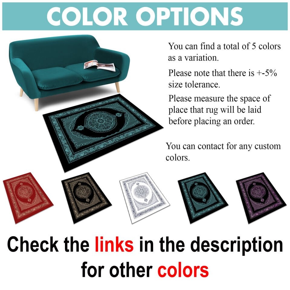 Turquoise Oriental Medallion Rug Elegant Classic Pattern Decorative Carpet