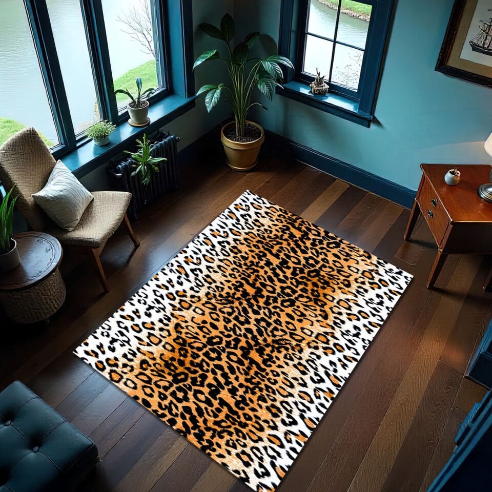 Vibrant Leopard Print Rug – Bold Animal Print Floor Mat