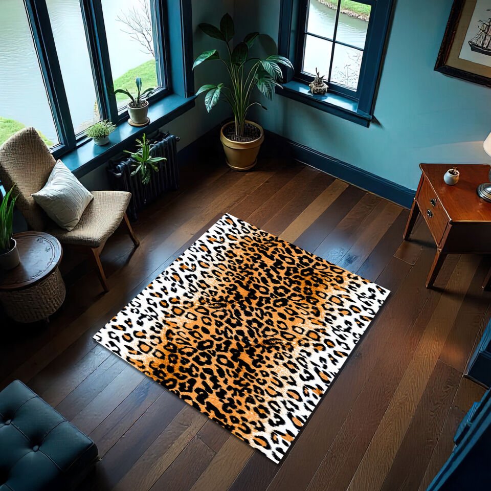 Vibrant Leopard Print Rug – Bold Animal Print Floor Mat
