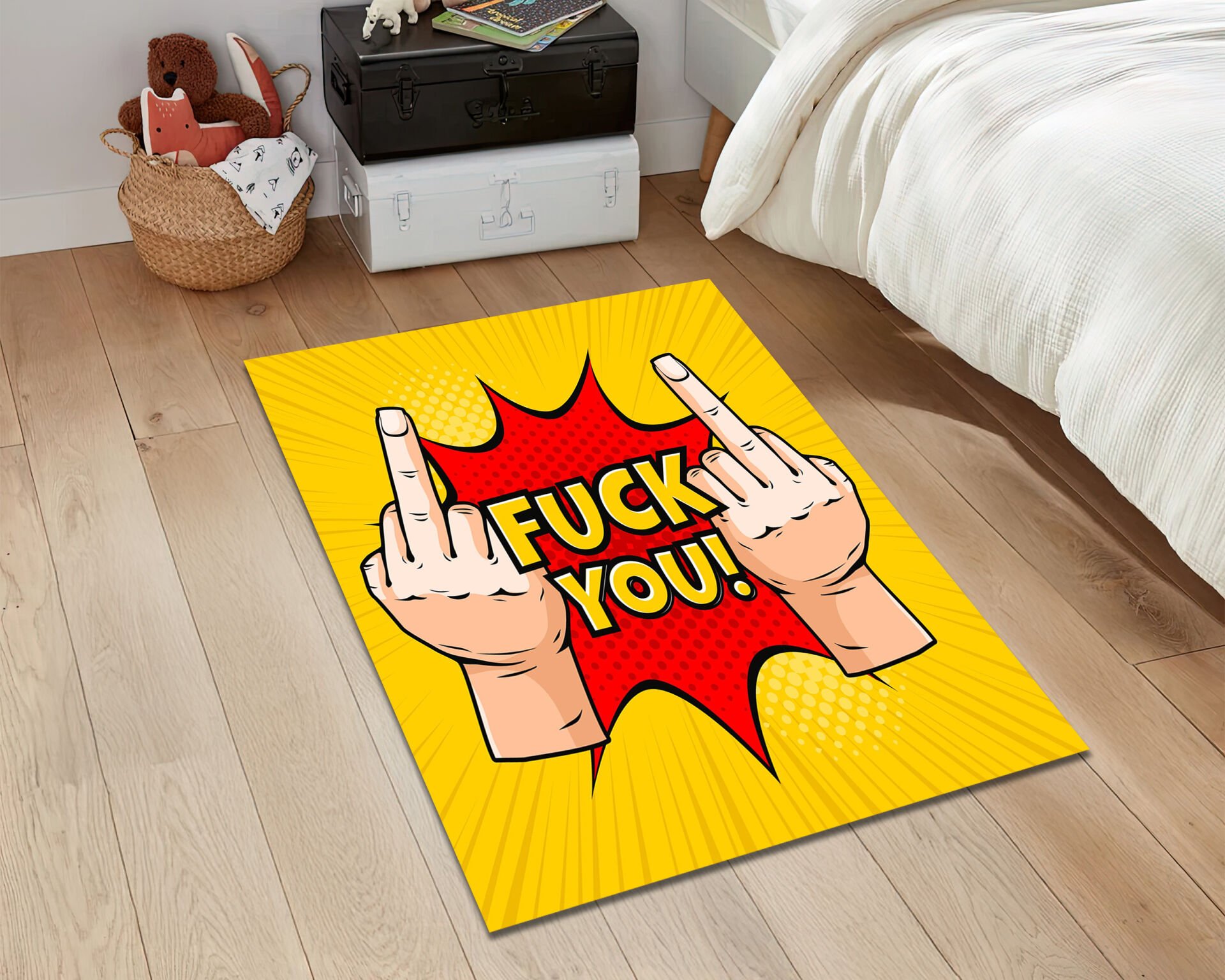 Funny Rude Rug Adult Humor Carpet Novelty Gag Area Rug Bold Graphic Print for Living Room Bedroom Decor
