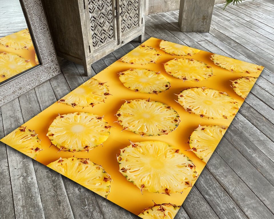 Colorful Pineapple Rug Tropical Kitchen Runner Fruit Area Rug Summer Floor Mat for Home Decor