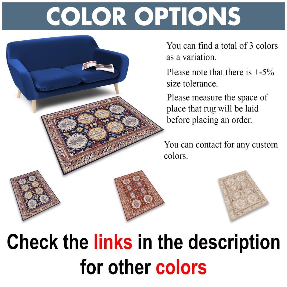 Navy Blue Oriental Square Rug Geometric Tribal Pattern Carpet