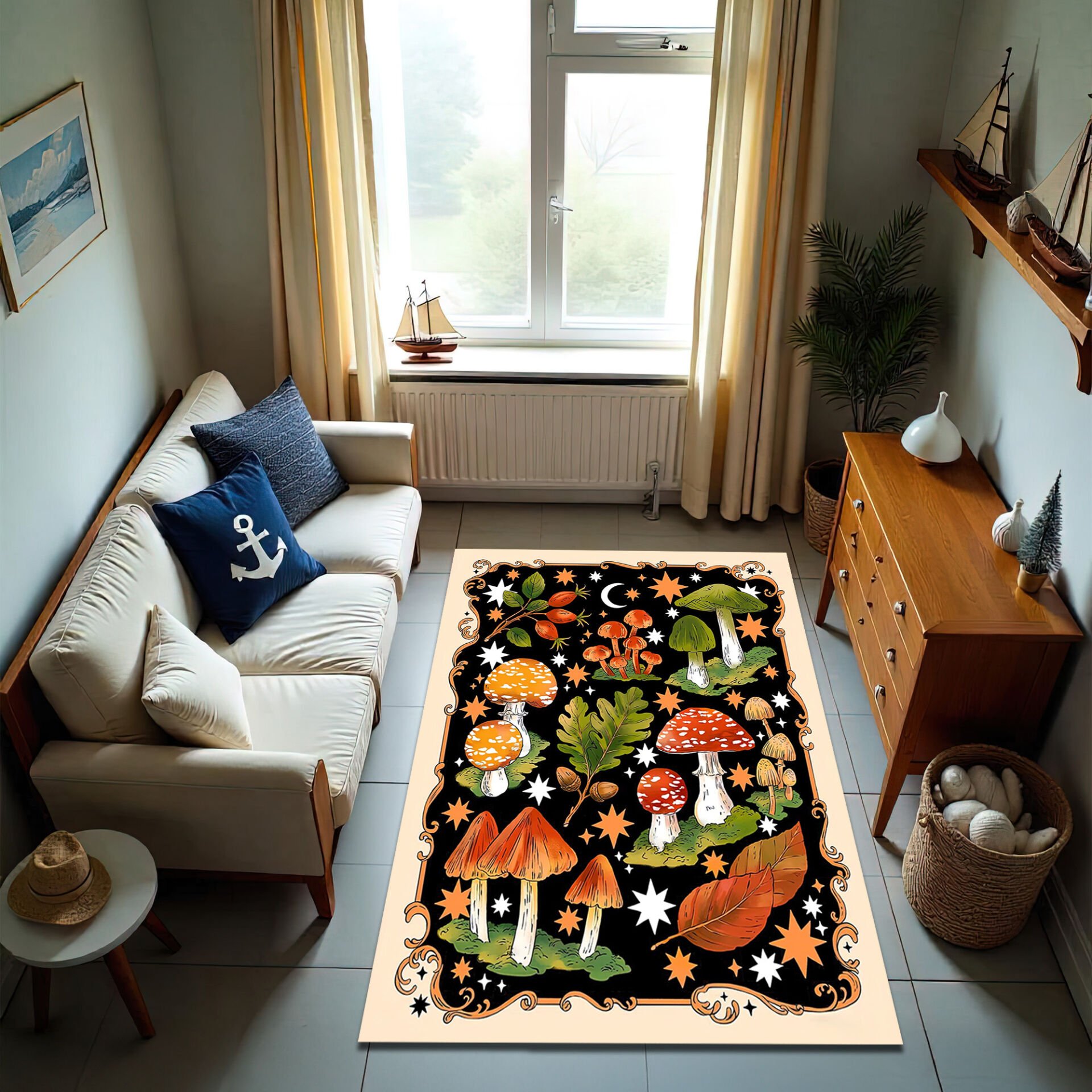 Whimsical Forest Mushroom Rug – Magical Nature-Inspired Area Carpet