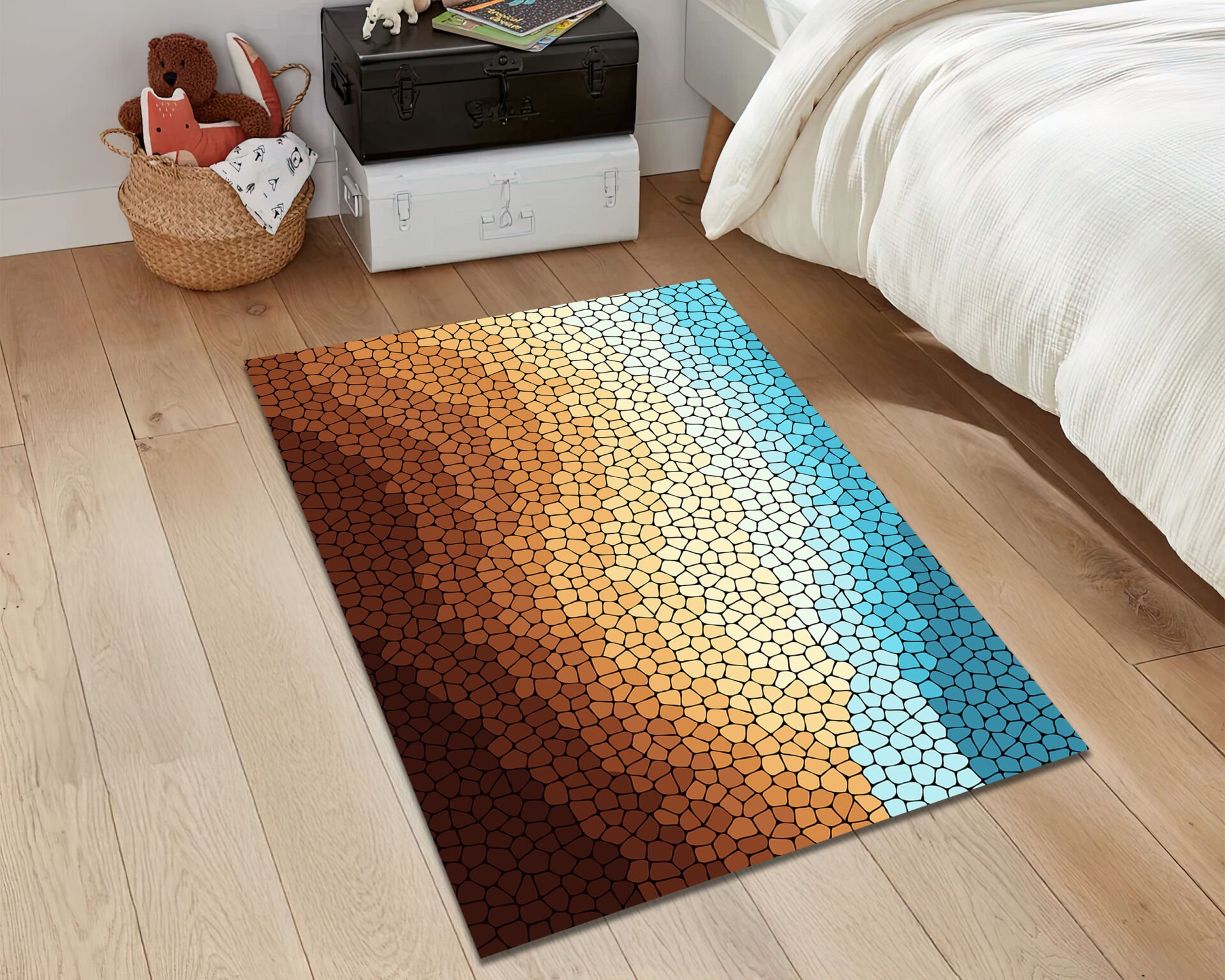 Desert Gradient Mosaic Rug Warm Earth Tone Carpet for Boho Living Room and Modern Home Decor
