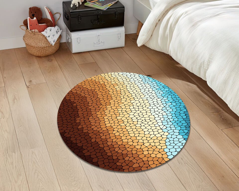 Desert Gradient Mosaic Rug Warm Earth Tone Carpet for Boho Living Room and Modern Home Decor
