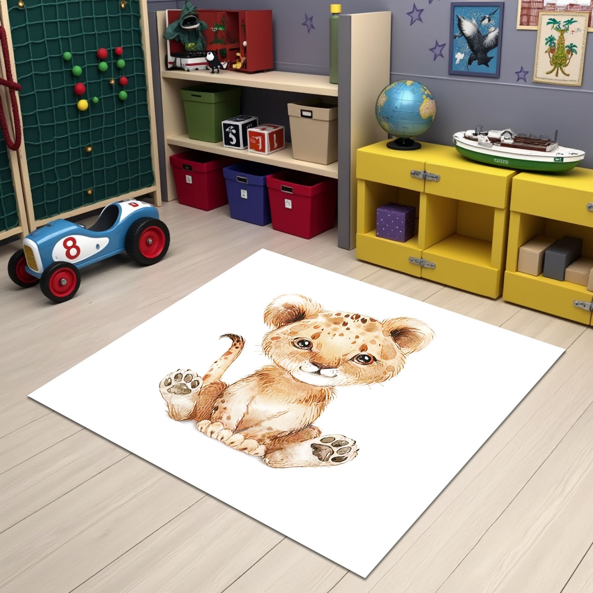 Cute Baby Leopard Rug, Soft & Playful Design for Kids’ Rooms
