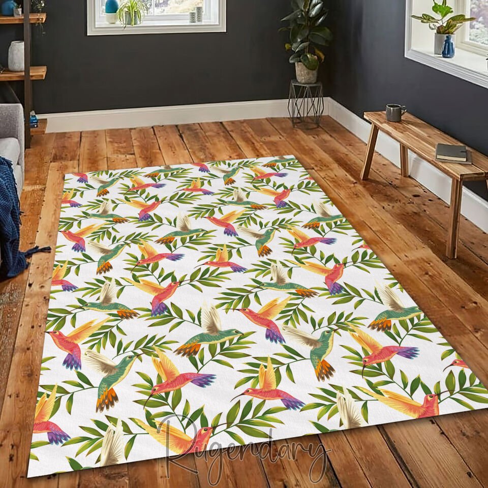 Colorful Bird Leaf Rug – Carpet for Living Room or Bedroom