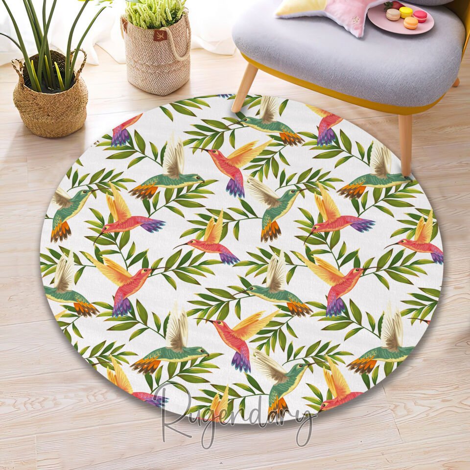 Colorful Bird Leaf Rug – Carpet for Living Room or Bedroom