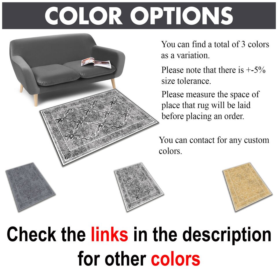 Black White Oriental Runner Rug Intricate Floral Paisley Pattern Carpet