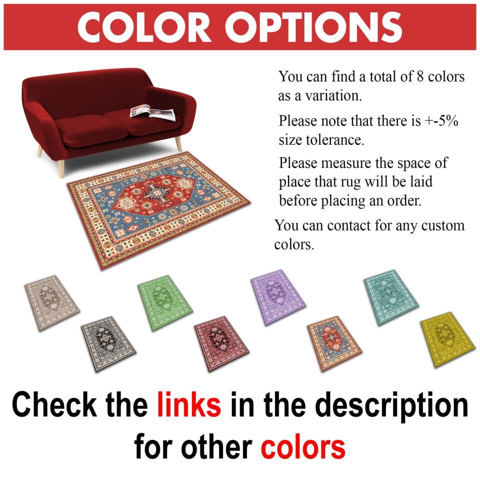 Geometric Tribal Square Rug Red Blue Ethnic Pattern Carpet