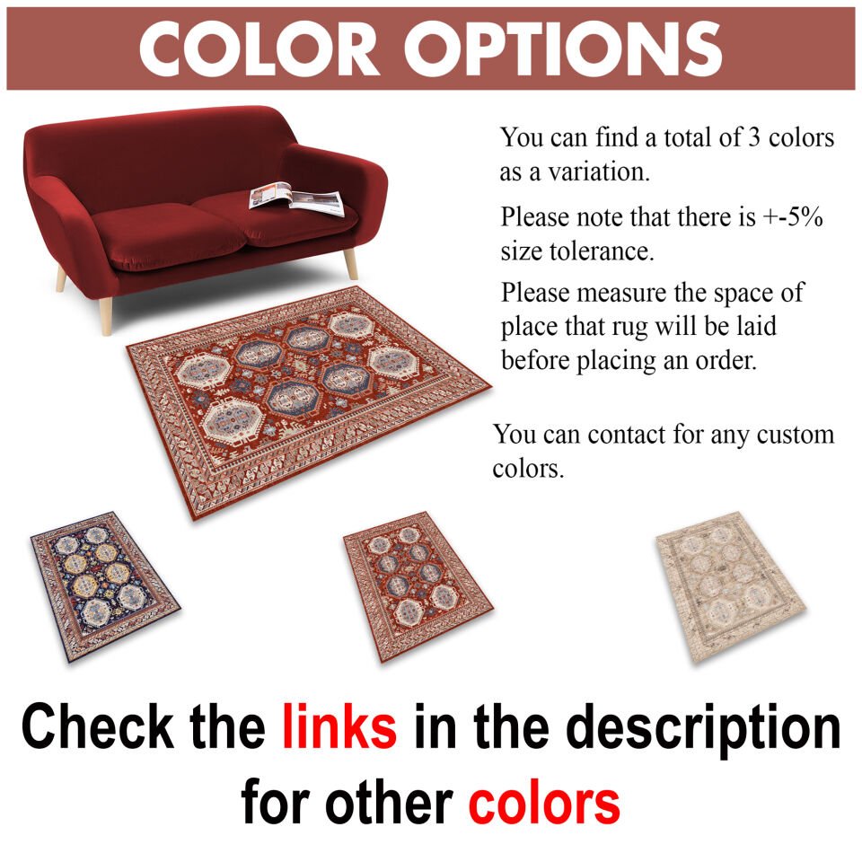 Red Oriental Square Rug Geometric Tribal Pattern Carpet