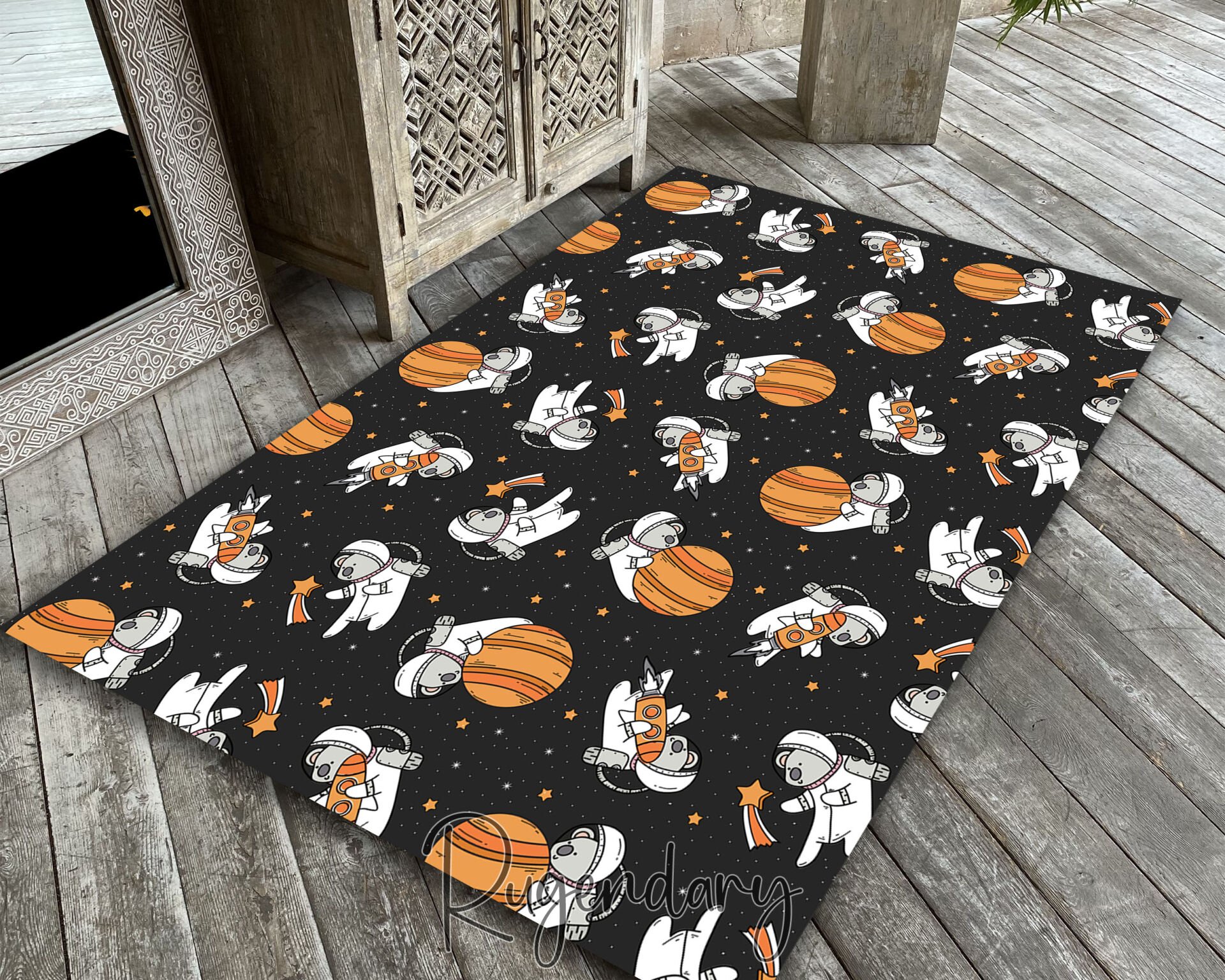 Space Adventure Kids Room Rug – Astronaut & Planet Themed Play Mat