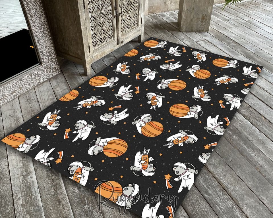 Space Adventure Kids Room Rug – Astronaut & Planet Themed Play Mat