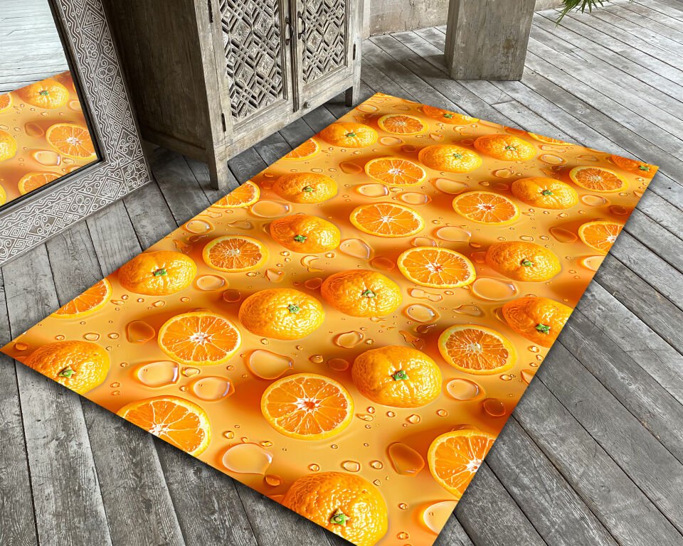 Orange Slice Rug Citrus Fruit Carpet Vibrant Kitchen Area Rug Summer Living Room Bedroom Home Decor