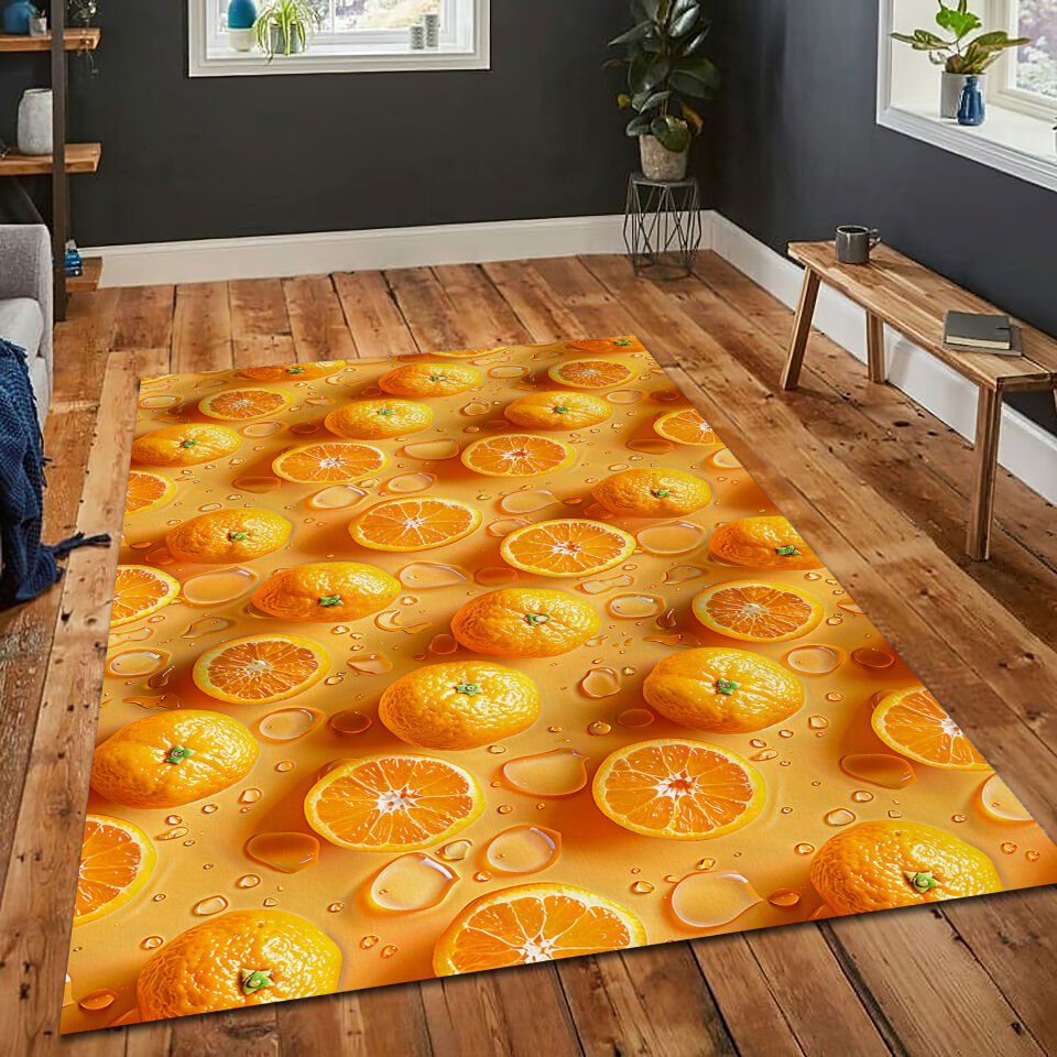 Orange Slice Rug Citrus Fruit Carpet Vibrant Kitchen Area Rug Summer Living Room Bedroom Home Decor