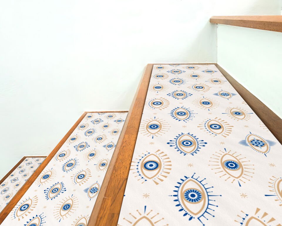 Evil Eye Design Stair Treads – Non-Slip Stair Mats Set