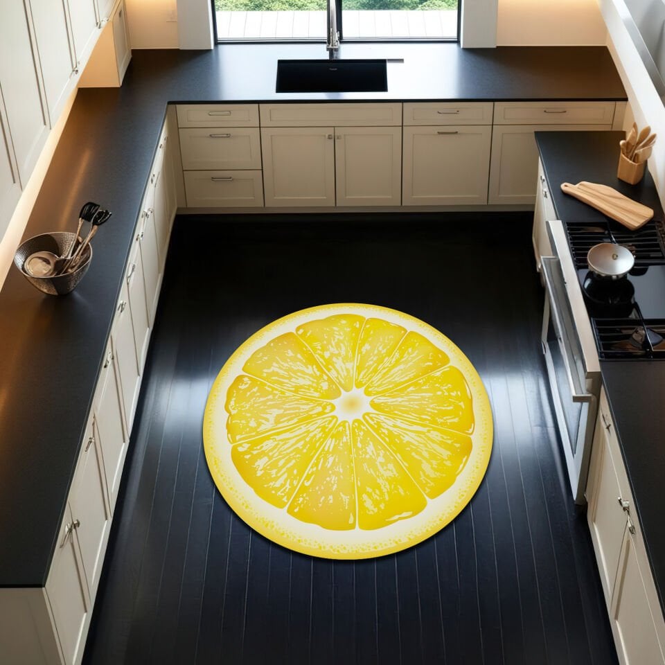Round Lemon Slice Kitchen Rug – Bright & Refreshing Design