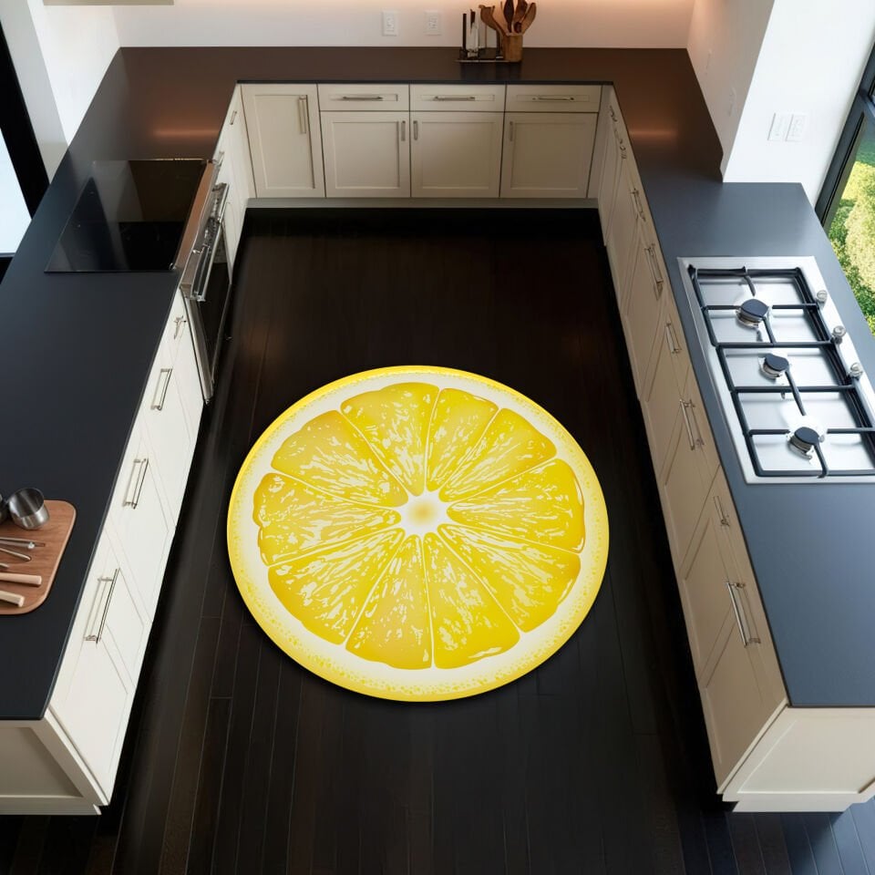 Round Lemon Slice Kitchen Rug – Bright & Refreshing Design