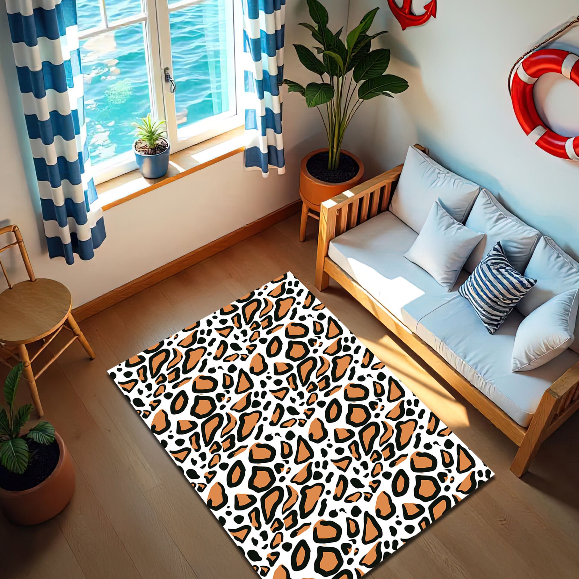Modern Leopard Print Rug – Chic Animal Pattern Floor Mat