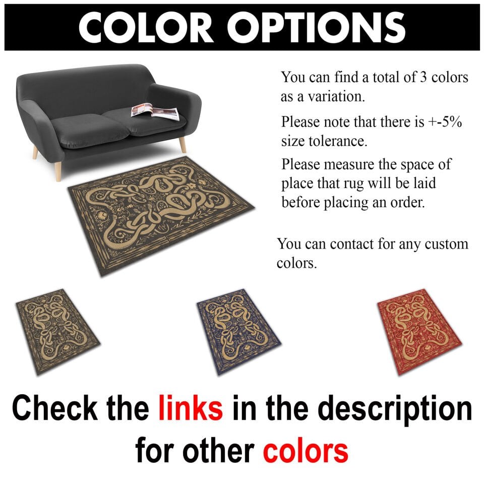 Snake Motif Tribal Rug Ethnic Art Decorative Carpet