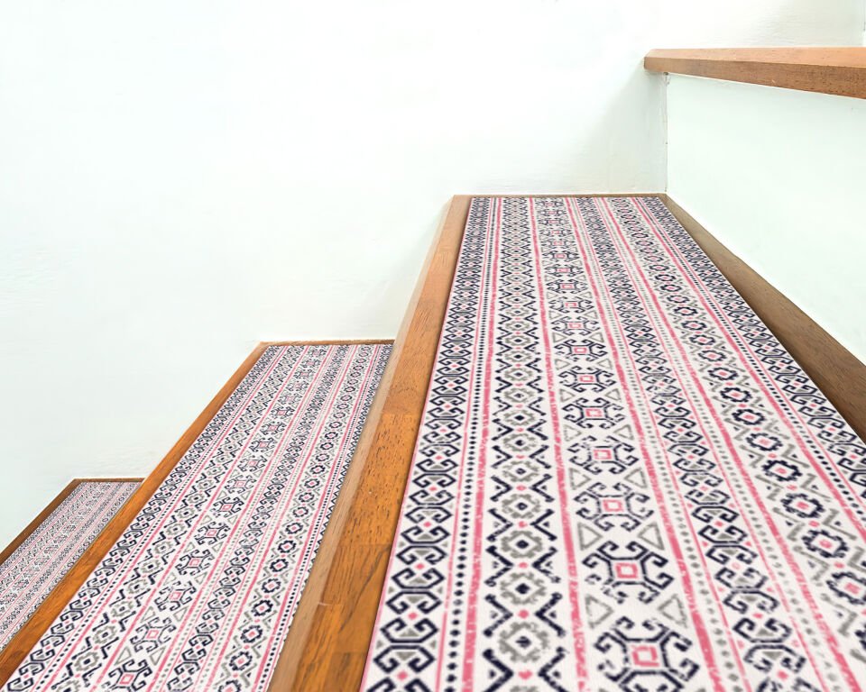 Ethnic Pattern Stair Treads – Non-Slip Carpet Mats