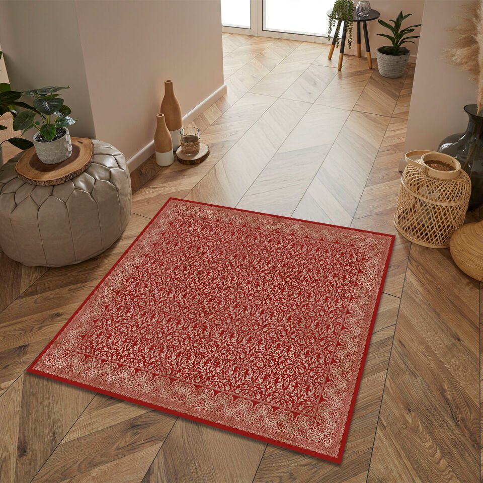 Elegant Red Rug for Modern Kitchen and Living Spaces