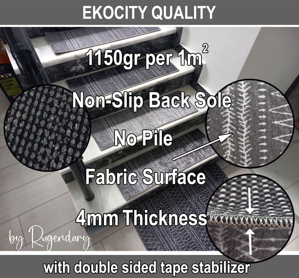 Elegant Black Stair Treads – Classic Pattern Non-Slip Mats