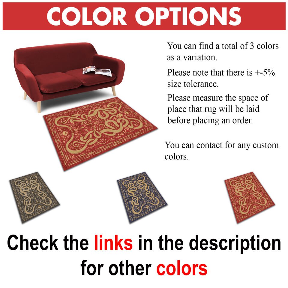 Red Snake Motif Tribal Rug Ethnic Art Decorative Carpet