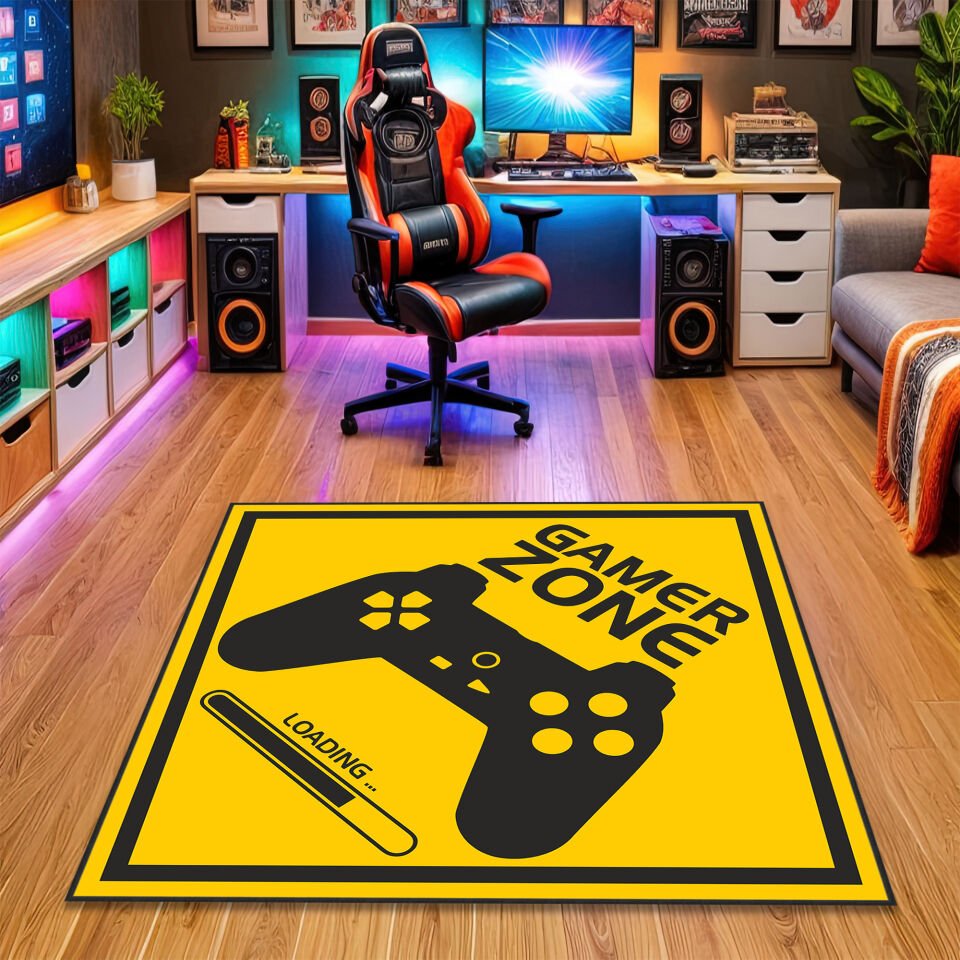 Gamer Zone Rug – Game Room Carpet with Controller Design