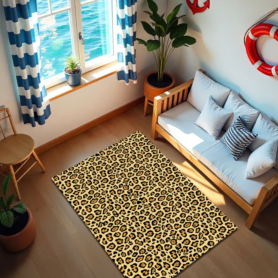 Classic Leopard Print Rug – Bold Animal Pattern Floor Carpet