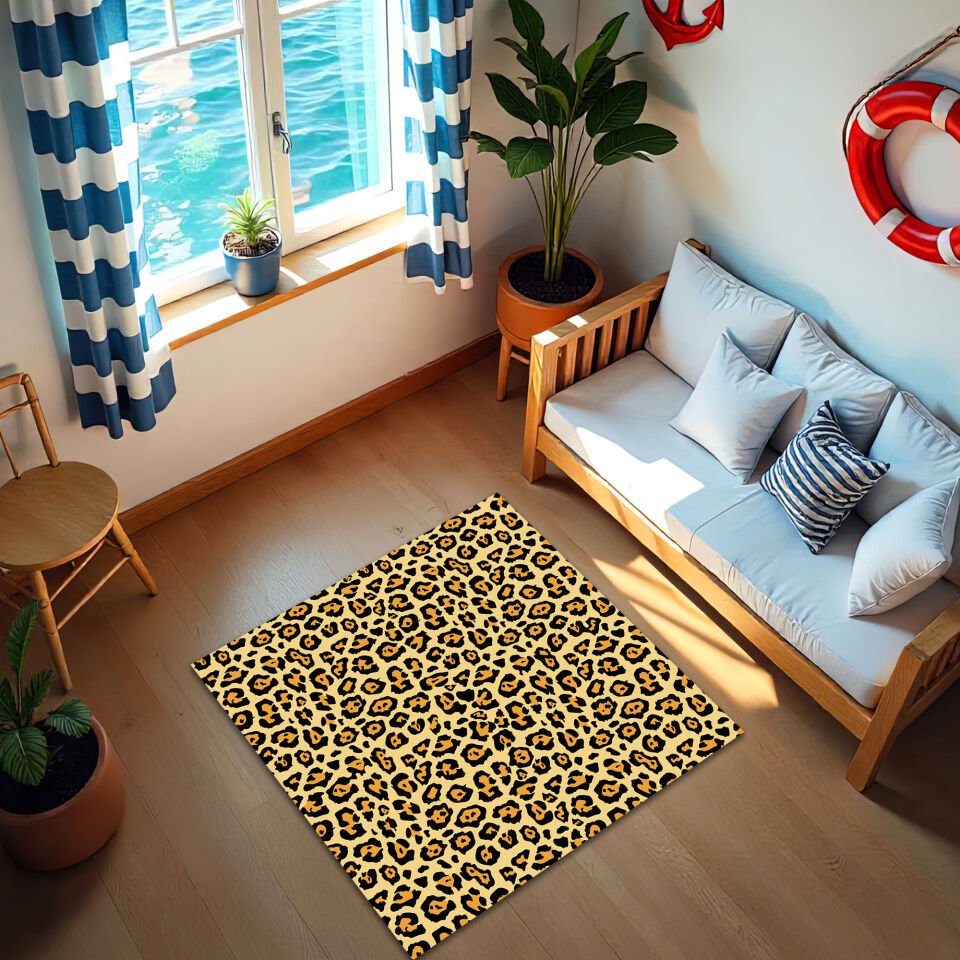 Classic Leopard Print Rug – Bold Animal Pattern Floor Carpet