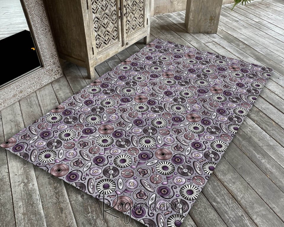 Psychedelic Music-Inspired Rug – Abstract Notes & Retro Vibes