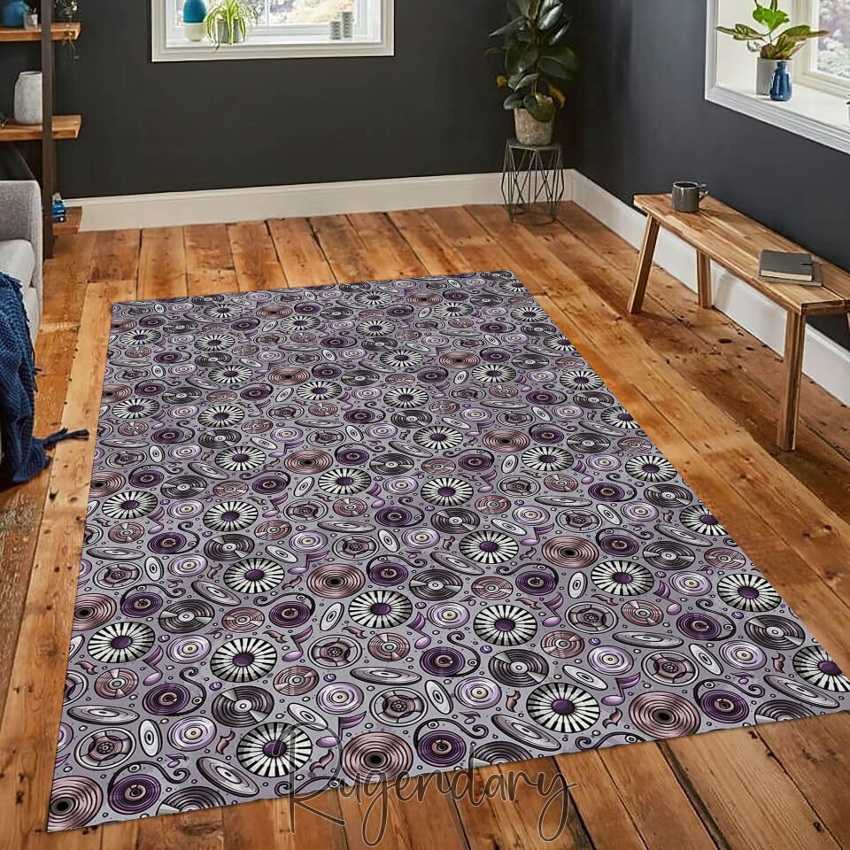 Psychedelic Music-Inspired Rug – Abstract Notes & Retro Vibes