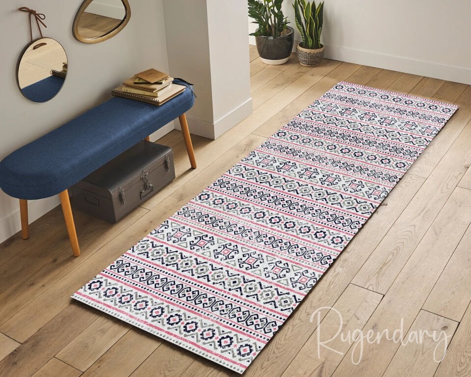 Boho Tribal Runner Rug – Washable Non-Slip Hallway & Entryway Carpet